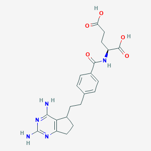 molecular formula C21H25N5O5 B140906 N-(4-(2-(2,4-Diamino-6,7-dihydro-5H-cyclopenta(d)pyrimidin-5-yl)ethyl)benzoyl)glutamic acid CAS No. 149325-93-9