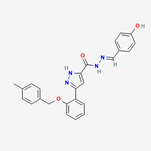 molecular formula C25H22N4O3 B14090744 N'-[(E)-(4-hydroxyphenyl)methylidene]-3-{2-[(4-methylbenzyl)oxy]phenyl}-1H-pyrazole-5-carbohydrazide 