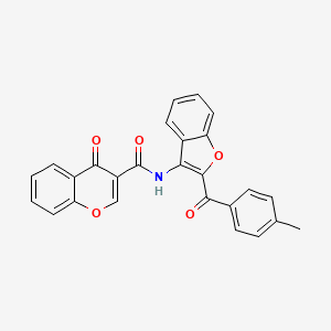 molecular formula C26H17NO5 B14090788 N-{2-[(4-methylphenyl)carbonyl]-1-benzofuran-3-yl}-4-oxo-4H-chromene-3-carboxamide CAS No. 898651-93-9
