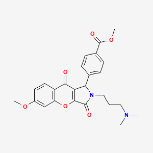 molecular formula C25H26N2O6 B14090804 Methyl 4-{2-[3-(dimethylamino)propyl]-6-methoxy-3,9-dioxo-1,2,3,9-tetrahydrochromeno[2,3-c]pyrrol-1-yl}benzoate 
