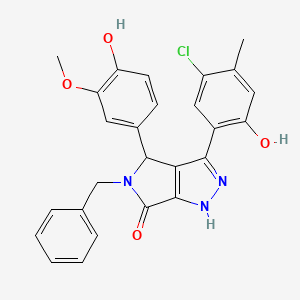 molecular formula C26H22ClN3O4 B14091128 5-benzyl-3-(5-chloro-2-hydroxy-4-methylphenyl)-4-(4-hydroxy-3-methoxyphenyl)-4,5-dihydropyrrolo[3,4-c]pyrazol-6(2H)-one 