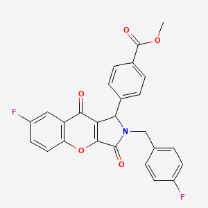 molecular formula C26H17F2NO5 B14091132 Methyl 4-[7-fluoro-2-(4-fluorobenzyl)-3,9-dioxo-1,2,3,9-tetrahydrochromeno[2,3-c]pyrrol-1-yl]benzoate 