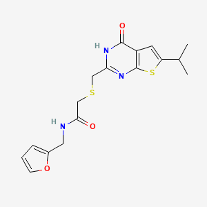 molecular formula C17H19N3O3S2 B14091141 N-(furan-2-ylmethyl)-2-({[4-hydroxy-6-(propan-2-yl)thieno[2,3-d]pyrimidin-2-yl]methyl}sulfanyl)acetamide 