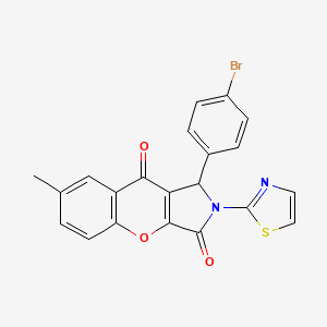 molecular formula C21H13BrN2O3S B14091237 1-(4-Bromophenyl)-7-methyl-2-(1,3-thiazol-2-yl)-1,2-dihydrochromeno[2,3-c]pyrrole-3,9-dione 