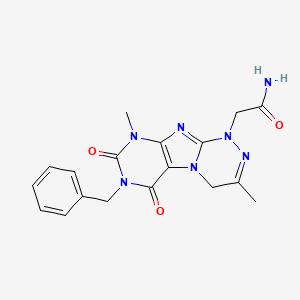 molecular formula C18H19N7O3 B14091244 2-(7-benzyl-3,9-dimethyl-6,8-dioxo-6,7,8,9-tetrahydro[1,2,4]triazino[3,4-f]purin-1(4H)-yl)acetamide 