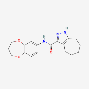 molecular formula C18H21N3O3 B14091450 N-(3,4-dihydro-2H-1,5-benzodioxepin-7-yl)-2,4,5,6,7,8-hexahydrocyclohepta[c]pyrazole-3-carboxamide 