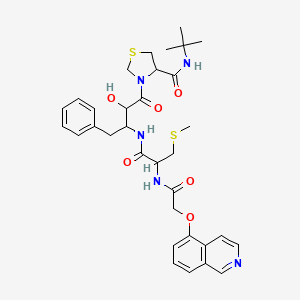 molecular formula C33H41N5O6S2 B14091451 N-tert-butyl-3-[2-hydroxy-3-[[2-[(2-isoquinolin-5-yloxyacetyl)amino]-3-methylsulfanylpropanoyl]amino]-4-phenylbutanoyl]-1,3-thiazolidine-4-carboxamide 