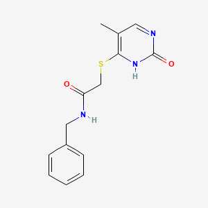 molecular formula C14H15N3O2S B14091467 N-benzyl-2-((5-methyl-2-oxo-1,2-dihydropyrimidin-4-yl)thio)acetamide 