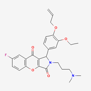 molecular formula C27H29FN2O5 B14091490 2-[3-(Dimethylamino)propyl]-1-[3-ethoxy-4-(prop-2-en-1-yloxy)phenyl]-7-fluoro-1,2-dihydrochromeno[2,3-c]pyrrole-3,9-dione 