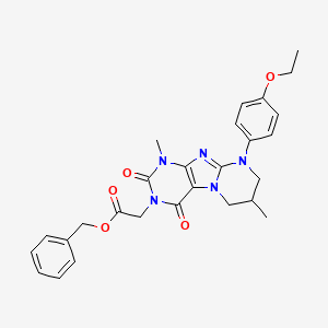 molecular formula C27H29N5O5 B14091496 benzyl 2-[9-(4-ethoxyphenyl)-1,7-dimethyl-2,4-dioxo-7,8-dihydro-6H-purino[7,8-a]pyrimidin-3-yl]acetate 