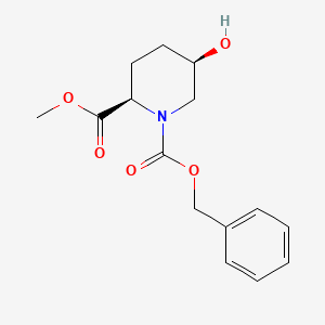 molecular formula C15H19NO5 B1409150 (2R,5R)-5-Hydroxy-1,2-piperidinedicarboxylic acid 2-methyl 1-benzyl ester CAS No. 797801-68-4