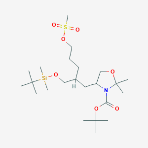molecular formula C23H47NO7SSi B14091500 tert-butyl (S)-4-((R)-2-(((tert-butyldimethylsilyl)oxy)methyl)-5-((methylsulfonyl)oxy)pentyl)-2,2-dimethyloxazolidine-3-carboxylate 