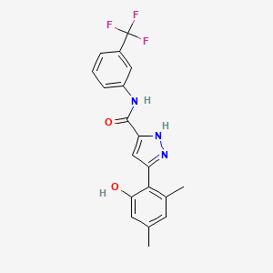 molecular formula C19H16F3N3O2 B14091510 5-(2-hydroxy-4,6-dimethylphenyl)-N-[3-(trifluoromethyl)phenyl]-1H-pyrazole-3-carboxamide 