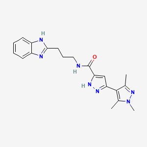 molecular formula C20H23N7O B14091516 N-[3-(1H-benzimidazol-2-yl)propyl]-1',3',5'-trimethyl-1'H,2H-3,4'-bipyrazole-5-carboxamide 