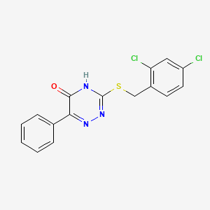 molecular formula C16H11Cl2N3OS B14091546 3-[(2,4-Dichlorobenzyl)sulfanyl]-6-phenyl-1,2,4-triazin-5-ol 