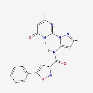 molecular formula C19H16N6O3 B14091562 N-(3-methyl-1-(4-methyl-6-oxo-1,6-dihydropyrimidin-2-yl)-1H-pyrazol-5-yl)-5-phenylisoxazole-3-carboxamide 