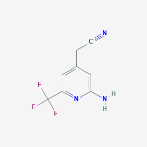 molecular formula C8H6F3N3 B1409168 2-Amino-6-(trifluoromethyl)pyridine-4-acetonitrile CAS No. 1227582-13-9