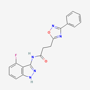 molecular formula C18H14FN5O2 B14091748 N-(4-fluoro-2H-indazol-3-yl)-3-(3-phenyl-1,2,4-oxadiazol-5-yl)propanamide 