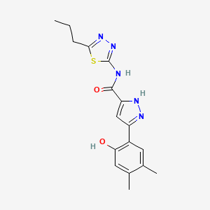 molecular formula C17H19N5O2S B14091920 3-(2-hydroxy-4,5-dimethylphenyl)-N-(5-propyl-1,3,4-thiadiazol-2-yl)-1H-pyrazole-5-carboxamide 