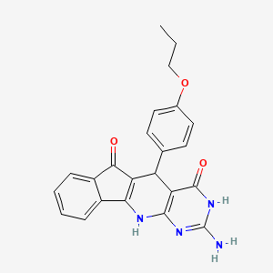 molecular formula C23H20N4O3 B14091946 6-amino-2-(4-propoxyphenyl)-5,7,9-triazatetracyclo[8.7.0.03,8.011,16]heptadeca-1(10),3(8),6,11,13,15-hexaene-4,17-dione 