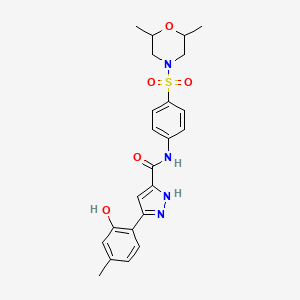 molecular formula C23H26N4O5S B14091967 N-{4-[(2,6-dimethylmorpholin-4-yl)sulfonyl]phenyl}-5-(2-hydroxy-4-methylphenyl)-1H-pyrazole-3-carboxamide 
