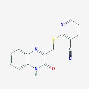 molecular formula C15H10N4OS B14092002 2-{[(3-Oxo-3,4-dihydroquinoxalin-2-yl)methyl]sulfanyl}pyridine-3-carbonitrile 