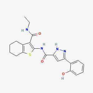 molecular formula C21H22N4O3S B14092027 N-[3-(ethylcarbamoyl)-4,5,6,7-tetrahydro-1-benzothiophen-2-yl]-5-(2-hydroxyphenyl)-1H-pyrazole-3-carboxamide 