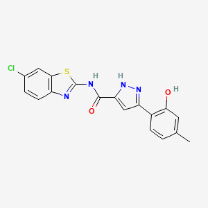 molecular formula C18H13ClN4O2S B14092032 N-(6-chloro-1,3-benzothiazol-2-yl)-3-(2-hydroxy-4-methylphenyl)-1H-pyrazole-5-carboxamide 