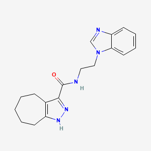 molecular formula C18H21N5O B14092039 N-[2-(1H-benzimidazol-1-yl)ethyl]-2,4,5,6,7,8-hexahydrocyclohepta[c]pyrazole-3-carboxamide 