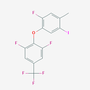 molecular formula C14H7F6IO B14092046 1,3-Difluoro-2-(2-fluoro-5-iodo-4-methyl-phenoxy)-5-(trifluoromethyl)benzene 