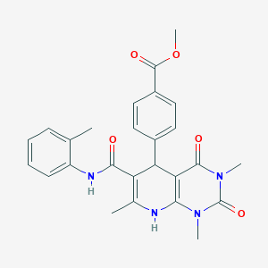 molecular formula C26H26N4O5 B14092156 Methyl 4-{4-hydroxy-1,3,7-trimethyl-6-[(2-methylphenyl)carbamoyl]-2-oxo-1,2,3,5-tetrahydropyrido[2,3-d]pyrimidin-5-yl}benzoate 