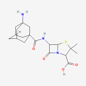 molecular formula C19H27N3O4S B14092252 (2S,5R,6R)-6-(3-Aminoadamantane-1-carboxamido)-3,3-dimethyl-7-oxo-4-thia-1-azabicyclo[3.2.0]heptane-2-carboxylic acid 