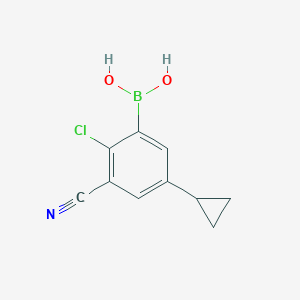 molecular formula C10H9BClNO2 B14092387 (2-Chloro-3-cyano-5-cyclopropylphenyl)boronic acid 