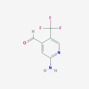 molecular formula C7H5F3N2O B1409251 2-Amino-5-(trifluoromethyl)isonicotinaldehyde CAS No. 1227582-06-0