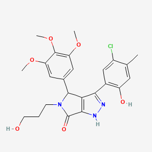 molecular formula C24H26ClN3O6 B14092631 3-(5-chloro-2-hydroxy-4-methylphenyl)-5-(3-hydroxypropyl)-4-(3,4,5-trimethoxyphenyl)-4,5-dihydropyrrolo[3,4-c]pyrazol-6(2H)-one 