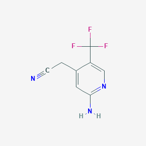 molecular formula C8H6F3N3 B1409265 2-Amino-5-(trifluoromethyl)pyridine-4-acetonitrile CAS No. 1228898-09-6