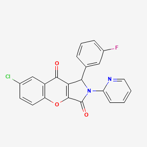 molecular formula C22H12ClFN2O3 B14092743 7-Chloro-1-(3-fluorophenyl)-2-(pyridin-2-yl)-1,2-dihydrochromeno[2,3-c]pyrrole-3,9-dione 