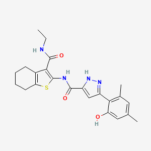 molecular formula C23H26N4O3S B14092874 N-[3-(ethylcarbamoyl)-4,5,6,7-tetrahydro-1-benzothiophen-2-yl]-3-(2-hydroxy-4,6-dimethylphenyl)-1H-pyrazole-5-carboxamide 