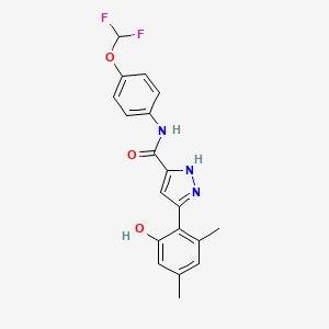 molecular formula C19H17F2N3O3 B14092964 N-[4-(difluoromethoxy)phenyl]-3-(2-hydroxy-4,6-dimethylphenyl)-1H-pyrazole-5-carboxamide 