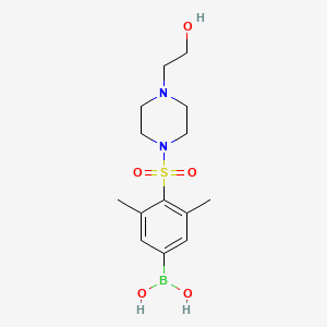 molecular formula C14H23BN2O5S B1409299 (4-((4-(2-Hydroxyethyl)piperazin-1-yl)sulfonyl)-3,5-dimethylphenyl)boronic acid CAS No. 1704120-79-5