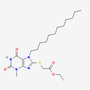 molecular formula C22H36N4O4S B14092997 ethyl [(7-dodecyl-3-methyl-2,6-dioxo-2,3,6,7-tetrahydro-1H-purin-8-yl)sulfanyl]acetate 