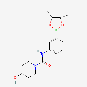 molecular formula C17H25BN2O4 B1409306 4-hydroxy-N-(3-(4,4,5-trimethyl-1,3,2-dioxaborolan-2-yl)phenyl)piperidine-1-carboxamide CAS No. 1704081-94-6