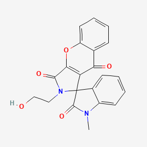 molecular formula C21H16N2O5 B14093087 2-(2-hydroxyethyl)-1'-methyl-2H-spiro[chromeno[2,3-c]pyrrole-1,3'-indole]-2',3,9(1'H)-trione 