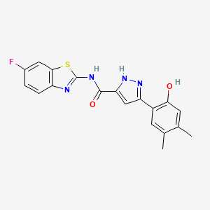 molecular formula C19H15FN4O2S B14093089 N-(6-fluoro-1,3-benzothiazol-2-yl)-3-(2-hydroxy-4,5-dimethylphenyl)-1H-pyrazole-5-carboxamide 