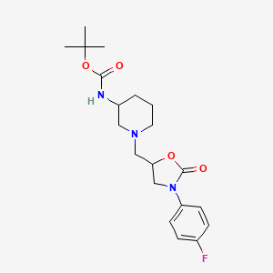 molecular formula C20H28FN3O4 B1409310 tert-butyl N-(1-{[3-(4-fluorophenyl)-2-oxo-1,3-oxazolidin-5-yl]methyl}piperidin-3-yl)carbamate CAS No. 1781241-32-4