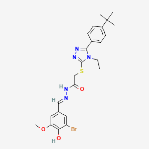 molecular formula C24H28BrN5O3S B14093111 N'-[(E)-(3-bromo-4-hydroxy-5-methoxyphenyl)methylidene]-2-{[5-(4-tert-butylphenyl)-4-ethyl-4H-1,2,4-triazol-3-yl]sulfanyl}acetohydrazide 