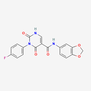 molecular formula C18H12FN3O5 B14093125 N-(1,3-benzodioxol-5-yl)-3-(4-fluorophenyl)-2,4-dioxo-1H-pyrimidine-5-carboxamide 
