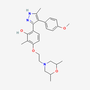 molecular formula C26H33N3O4 B14093158 3-[2-(2,6-dimethylmorpholin-4-yl)ethoxy]-6-[4-(4-methoxyphenyl)-3-methyl-1H-pyrazol-5-yl]-2-methylphenol 