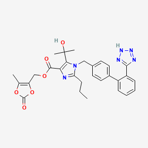 molecular formula C29H30N6O6 B14093167 1H-Imidazole-4-carboxylic acid, 5-(1-hydroxy-1-methylethyl)-2-propyl-1-[[2'-(2H-tetrazol-5-yl)[1,1'-biphenyl]-4-yl]methyl]-, (5-methyl-2-oxo-1,3-dioxol-4-yl)methyl ester CAS No. 1048948-20-4