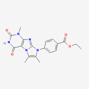 molecular formula C19H19N5O4 B14093218 ethyl 4-(4-hydroxy-1,6,7-trimethyl-2-oxo-1,2-dihydro-8H-imidazo[2,1-f]purin-8-yl)benzoate 